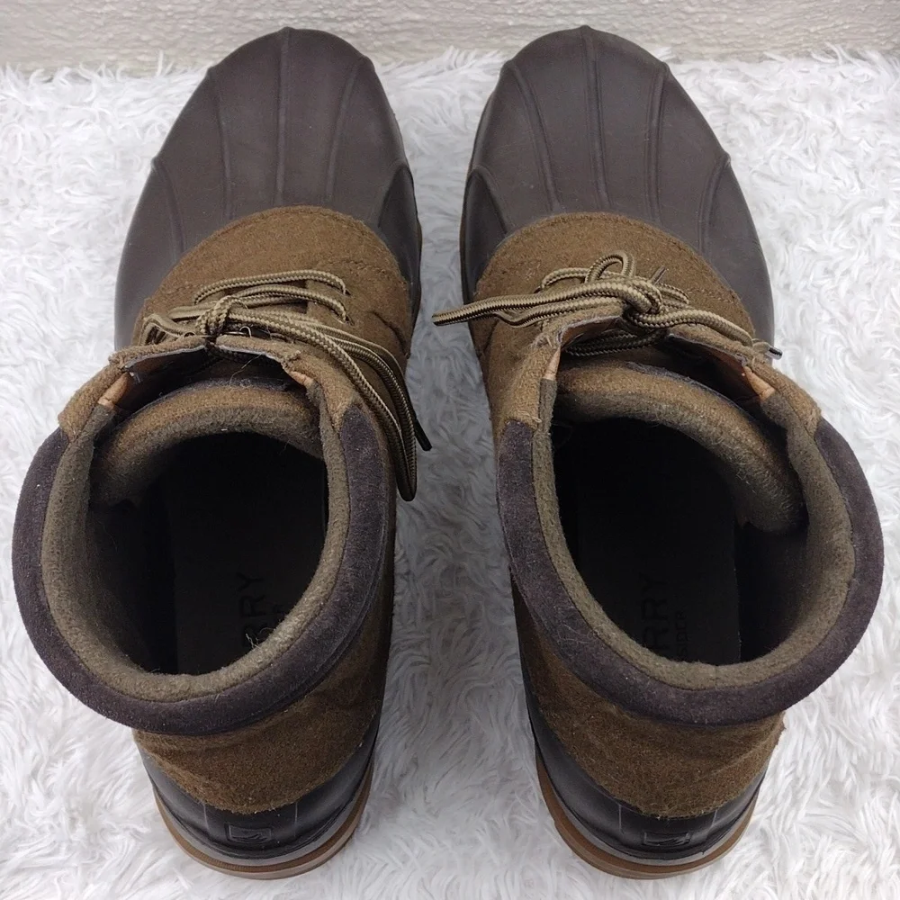 Sperry Top-Siders Avenue Olive Green Wool Blend Rubber Upper Lace Up Duck Boot